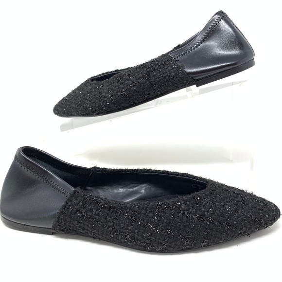 zara tweed flat shoes